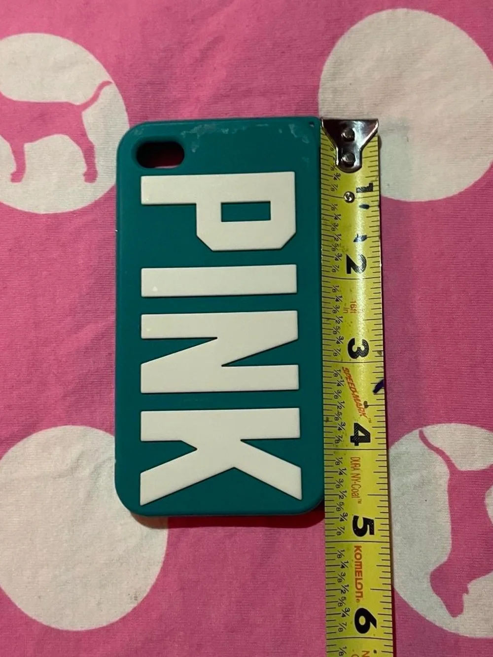 Preppy Mcbling VS PINK iPhone Case • Teal / White Silicone Case